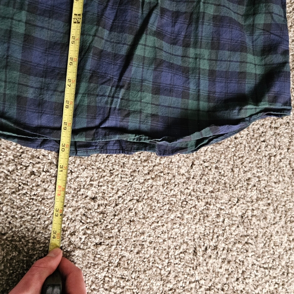 J Crew Shirt Mens Large Green Blue Tartan Plaid Flannel Stretch Fit Button Up - Picture 5 of 14